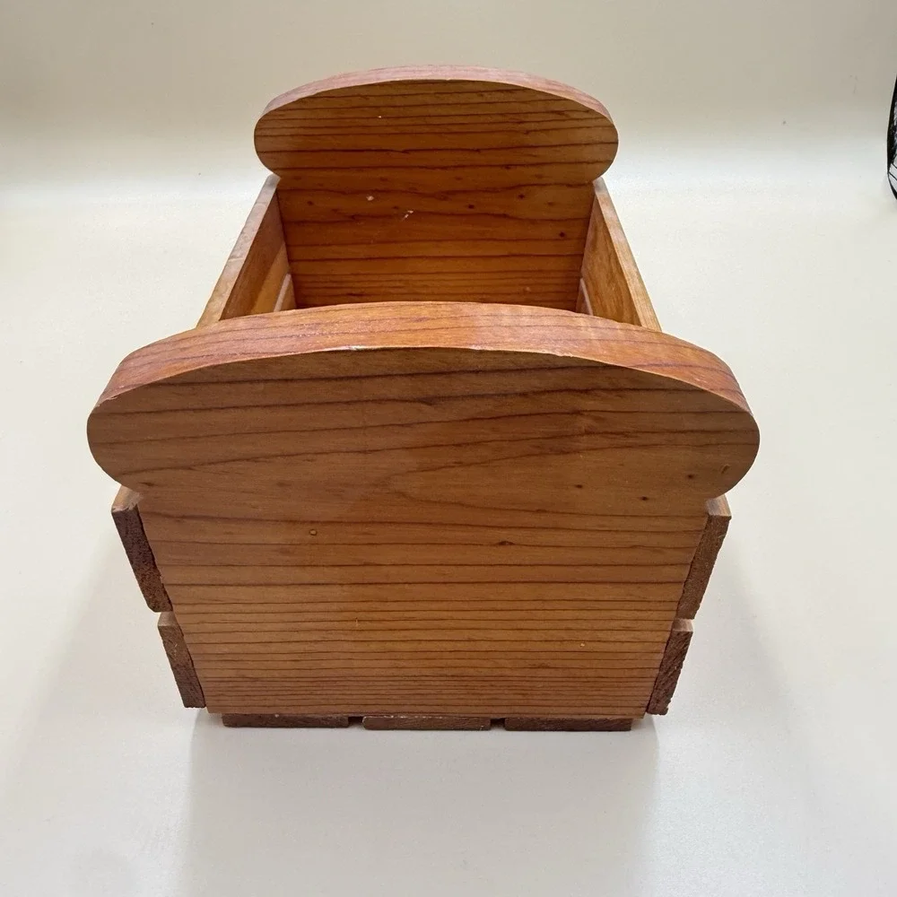 Vintage Wooden Bread Shape Basket Handmade Slatted Country Primitive Cottage‎